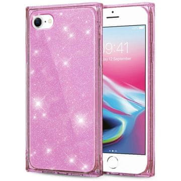 GS Kvadratni bleščeči ovitek za iPhone 7/8/SE 2020/SE 2022, roza zlat