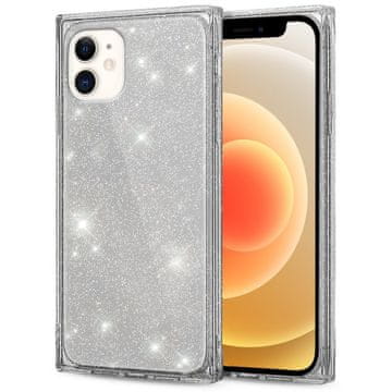 GS Kvadratni bleščeči ovitek za iPhone 12, srebrn