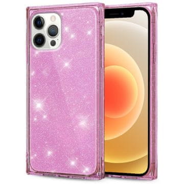 GS Kvadratni bleščeči ovitek za iPhone 12 Pro, roza zlat
