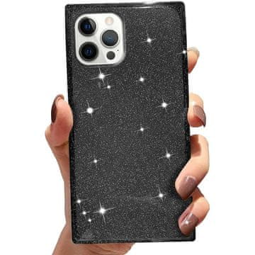 GS Kvadratni bleščeči ovitek za iPhone 12 Pro, črn
