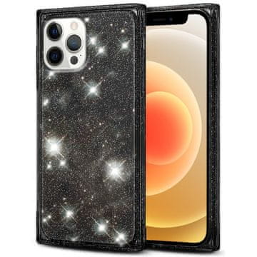 GS Kvadratni bleščeči ovitek za iPhone 12 Pro Max, črn