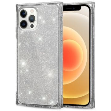 GS Kvadratni bleščeči ovitek za iPhone 12 Pro, srebrn