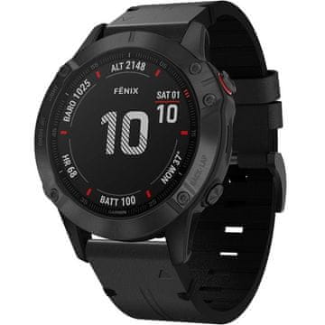 GS Usnjen pašček Quickfit 26 mm za Garmin, črne barve