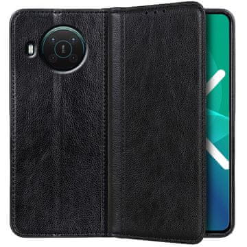 GS Ovitek za Nokia X10 / X20, denarnica iz usnja Litchi, črna