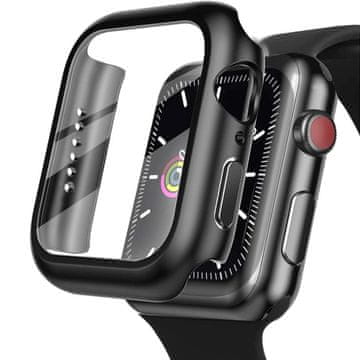 GS Ovitek 2 v 1 + kaljeno steklo za Apple Watch 4/5/6/SE 40 mm, črn
