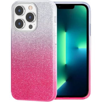 GS Bleščeč ovitek za iPhone 13 Pro, srebrn/roza
