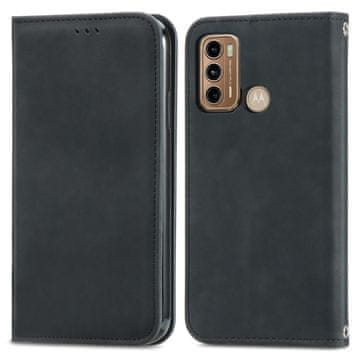 GS Denarnica za Motorola Moto G60, gladka v vintage stilu, črna