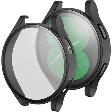 GS Ovitek 2 v 1 + kaljeno steklo za Samsung Galaxy Watch 4 44 mm, črn
