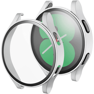 GS Ovitek 2 v 1 + kaljeno steklo za Samsung Galaxy Watch 4 44 mm, srebrn
