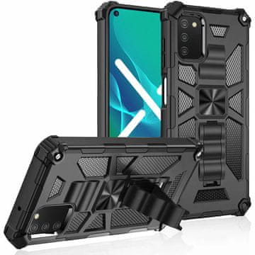 Overboard Ovitek za Samsung Galaxy A03s, oklepno stojalo, črn