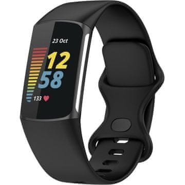 GS Silikonski pašček za Fitbit Charge 5, črne barve