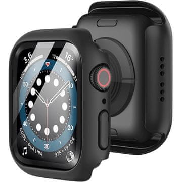 GS Ovitek + steklo 2 v 1 za Apple Watch 7/8/9 41 mm, črne barve