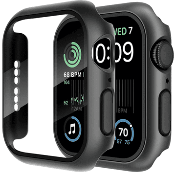 GS Ovitek 2 v 1 + kaljeno steklo za Apple Watch 7/8/9 45 mm, črn
