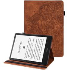 GS Ovitek za Amazon Kindle Paperwhite 5 (2021), vtisnjen cvet, rjav