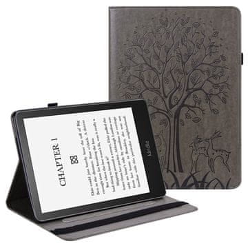 GS Ovitek za Amazon Kindle Paperwhite 5 (2021), vtisnjeno drevo, siv