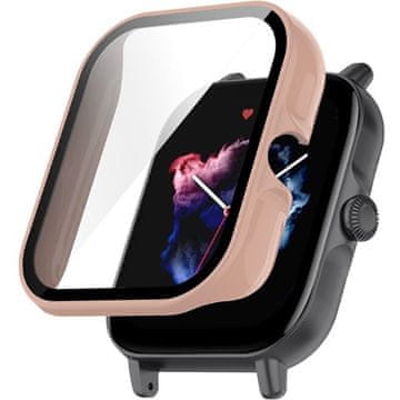 GS Ovitek 2 v 1 + kaljeno steklo za Amazfit GTS 3, roza