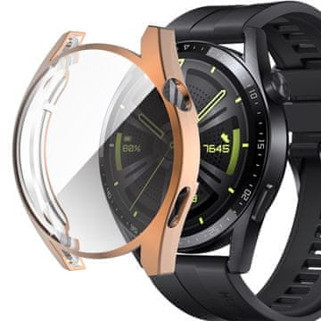 GS Ovitek 2 v 1 z zaščitnim steklom za Huawei Watch GT 3 42 mm, roza zlat