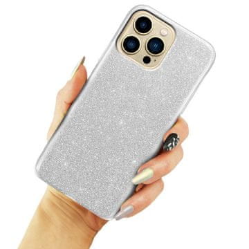 GS Bleščeč ovitek za iPhone 13 Pro, srebrn