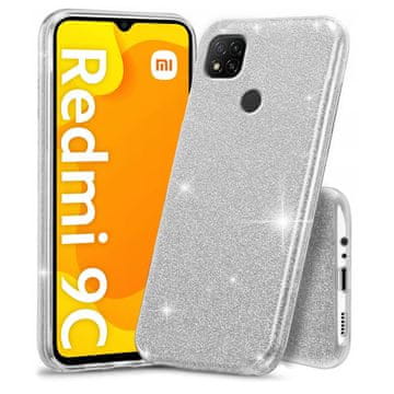 GS Bleščeč ovitek za Xiaomi Redmi 9C, srebrn
