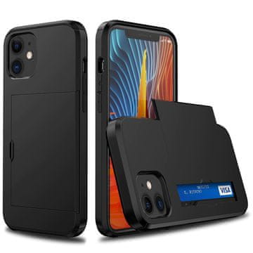 GS Ovitek za iPhone 11, drsni etui za kartice, črn