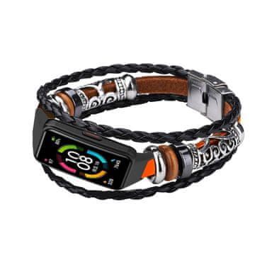 GS Retro usnjen pašček za Huawei Band 6/Honor Band 6 - rjav