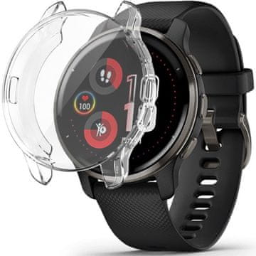 GS 2v1 ovitek s silikonsko zaščito za zaslon za Garmin Venu 2 Plus, prozoren