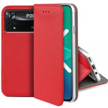 Overboard Pametni magnetni ovitek za Xiaomi Poco X4 Pro 5G, rdeč