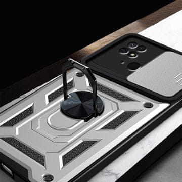 Overboard Oklepni ovitek za Xiaomi Redmi 10C, CamShield Slide, srebrn