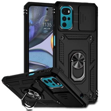Overboard Oklepni ovitek za Motorola Moto G22, CamShield Slide, črn