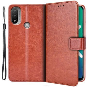 Overboard Ovitek denarnica Crazy Horse za Motorola Moto E20/E30/E40, rjav