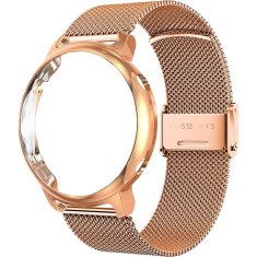 GS Milanska zapestnica + ovitek z zaščitnim ovitko za Huawei Watch GT 2 42 mm, roza zlata