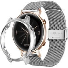 GS Milanska zapestnica + ovitek z zaščitnim ovitko za Huawei Watch GT 2 42 mm, srebrna