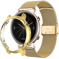 GS Milanska zapestnica + ovitek z zaščitnim ovitko za Huawei Watch GT 2 42 mm, zlata