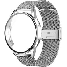 GS Milanska zapestnica + ovitek z zaščitnim ovitko za Huawei Watch GT 3 46 mm, srebrna
