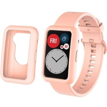 GS Pašček z etuijem za Huawei Watch Fit, svetlo roza