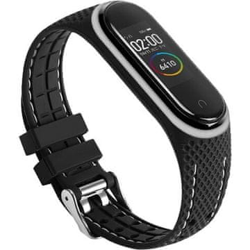 GS Silikonski pašček za Xiaomi Mi Band 5/6/7/7 NFC, črn/siv