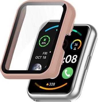 GS Ovitek z vgrajenim steklom za Huawei Watch Fit 2, roza zlata