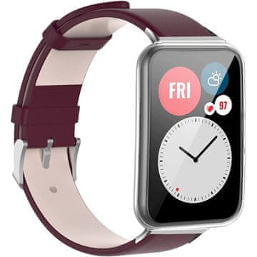 GS Usnjen pašček za Huawei Watch Fit 2, bordo
