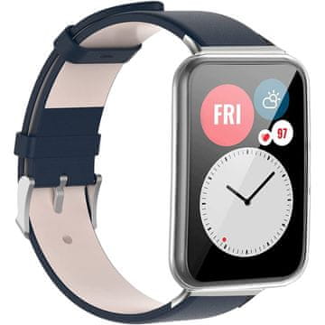 GS Usnjen pašček za Huawei Watch Fit 2, moder