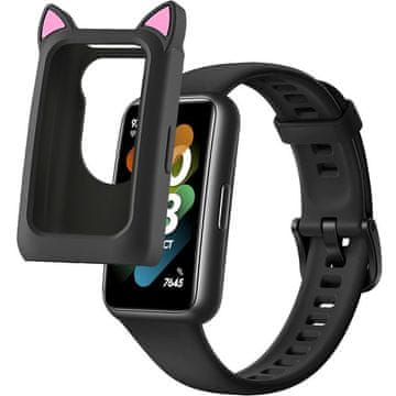 Overboard Silikonski ovitek z MAČJIMI UŠESI za Huawei Honor Band 6/7, črn