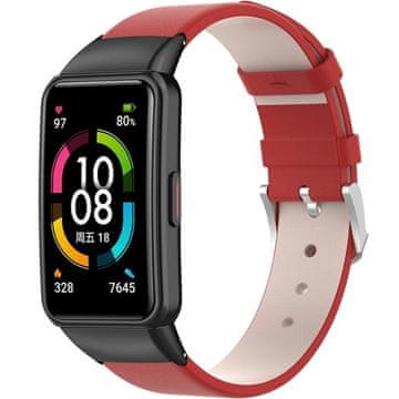 GS Usnjen pašček za Huawei Band 6, rdeč