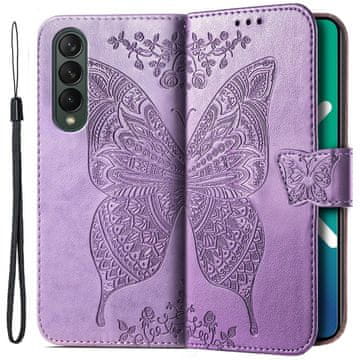 GS Ovitek za Samsung Galaxy Z Fold 4 5G, metulj, vijoličen