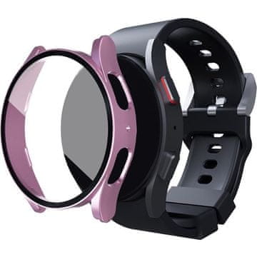 GS Ovitek 2 v 1 + kaljeno steklo za Samsung Galaxy Watch 5 44 mm, roza zlata