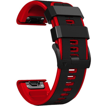 GS Silikonski pašček za Garmin Fenix 26mm, črn/rdeč