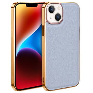 GS Ovitek za iPhone 14, kravje usnje, siv
