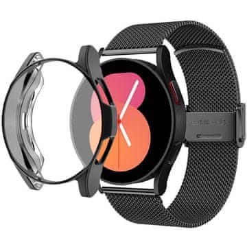 GS Zapestnica + ovitek z zaščitnim ovitko za Samsung Galaxy Watch 5 44 mm, črna