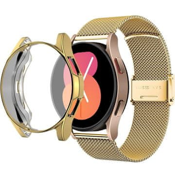 GS Zapestnica + ovitek z zaščitnim ovitko za Samsung Galaxy Watch 5 44 mm, zlata
