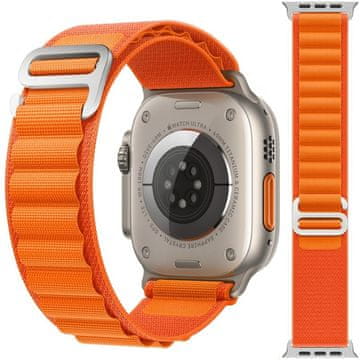 GS Najlonski pašček za Apple Watch 1/2/3/4/5/6/7/8/9/10/11/SE Ultra 1/2/3 42/44/45/46/49 mm, oranžen