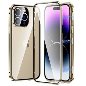 Overboard Ovitek za iPhone 14 Pro Max, dvojno magnetno steklo, zlat