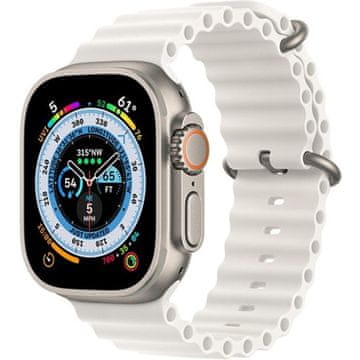 GS Silikonski pašček za Apple Watch 1/2/3/4/5/6/7/8/9/10/11/SE Ultra 1/2/3 42/44/45/46/49 mm, bež